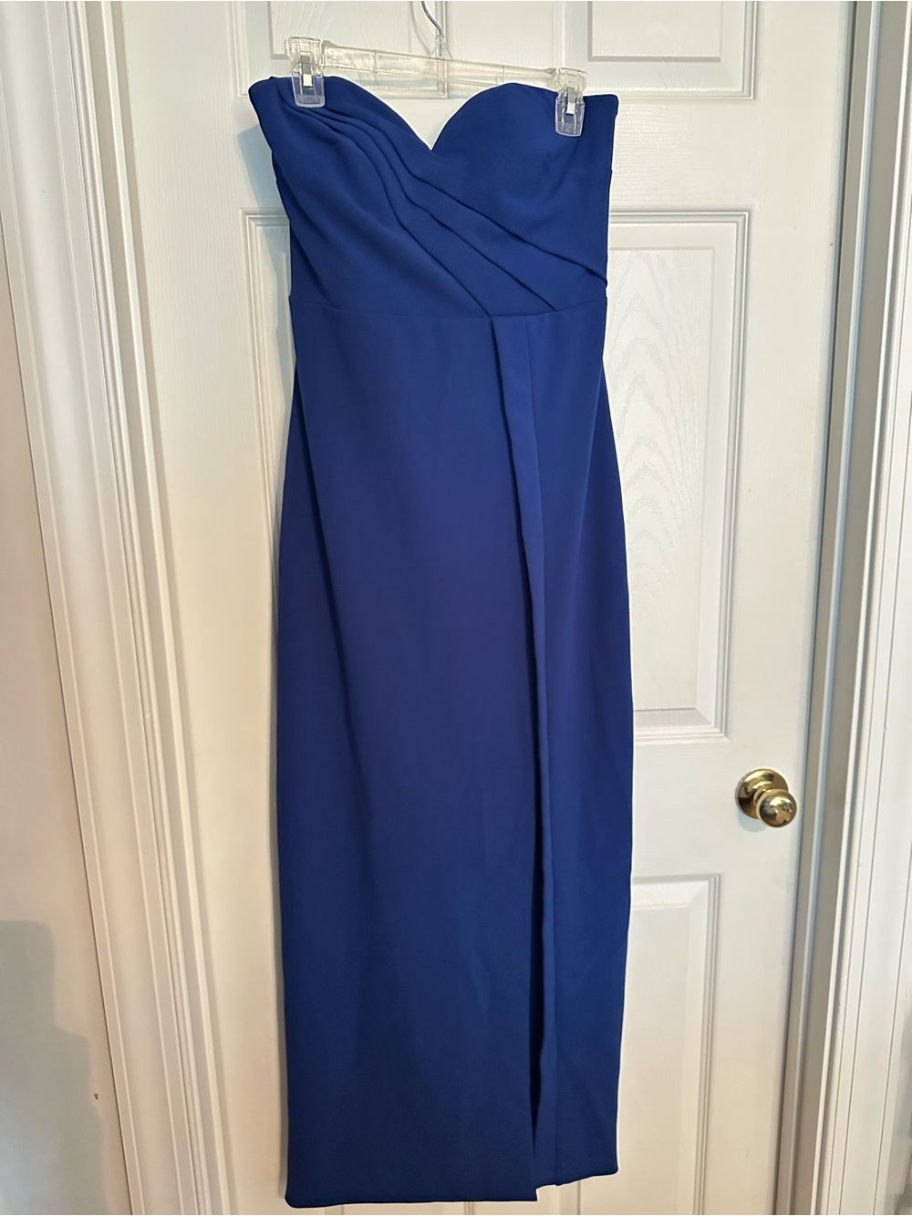 Strapless Cobalt Blue Evening Dress with Sweetheart Neckline
